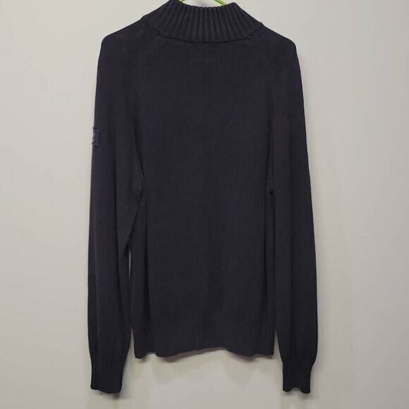 Timberland Sweater Men Large Black Ribbed 1/4 Zip Raglan Sleeve Oversized Baggy - Picture 2 of 8